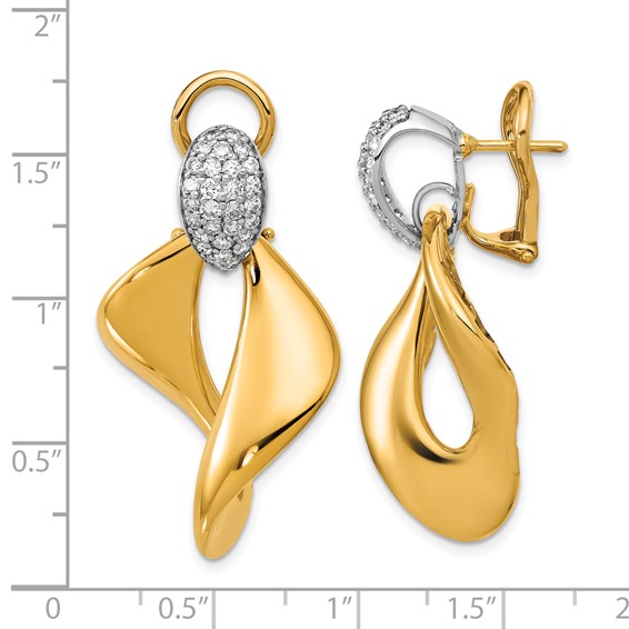 Herco 18K Two-tone Polished Fancy Twist Diamond Omega Dangle Earrings