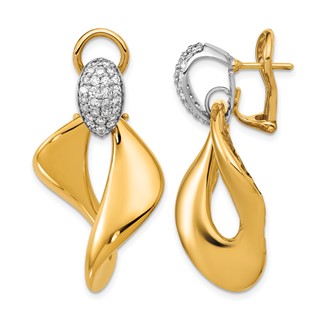 Herco 18K Two-tone Polished Fancy Twist Diamond Omega Dangle Earrings