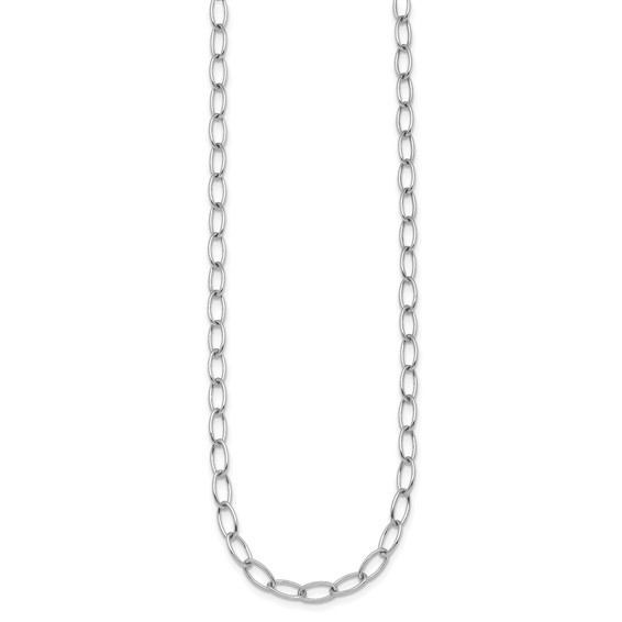 Herco 18K White Gold Rhodium-plated Polished 4.5mm Solid Oval Link 16 Inch Chain