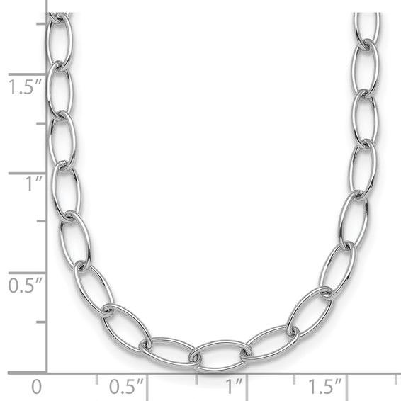 Herco 18K White Gold Rhodium-plated Polished 4.5mm Solid Oval Link 16 Inch Chain