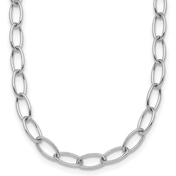 Herco 18K White Gold Rhodium-plated Polished 4.5mm Solid Oval Link 16 Inch Chain