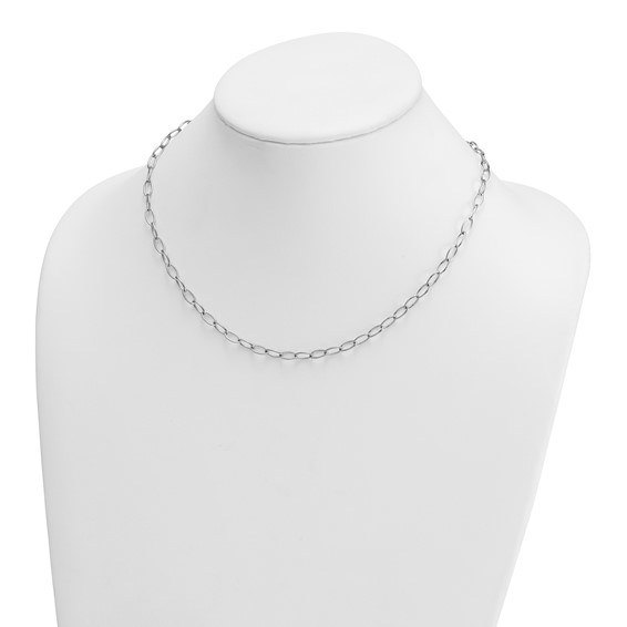 Herco 18K White Gold Rhodium-plated Polished 4.5mm Solid Oval Link 18 Inch Chain