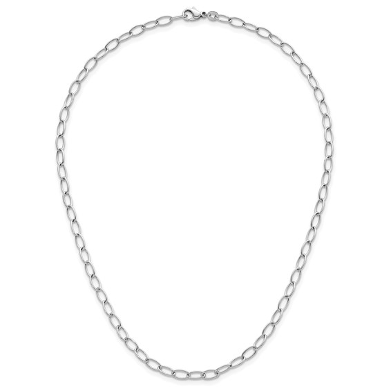 Herco 18K White Gold Rhodium-plated Polished 4.5mm Solid Oval Link 18 Inch Chain