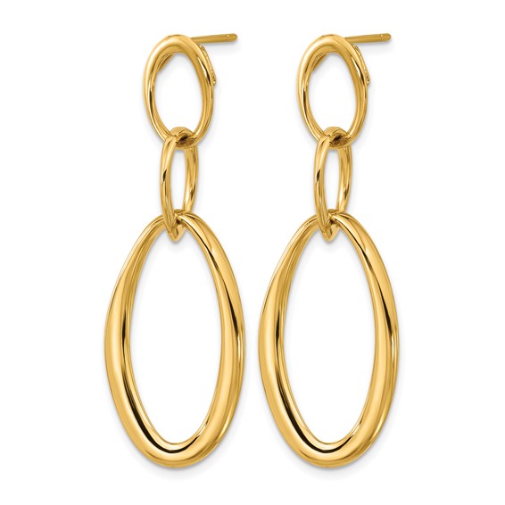 Herco 18K Polished Fancy Triple Oval Link Post Dangle Earrings