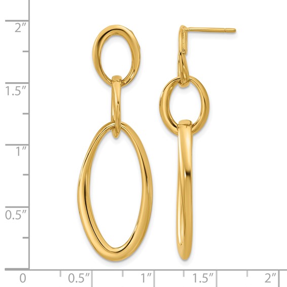 Herco 18K Polished Fancy Triple Oval Link Post Dangle Earrings