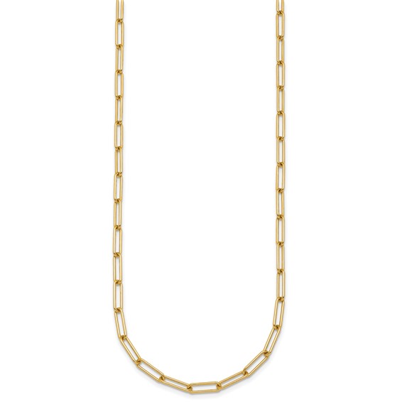 Herco 18K Polished 3.4mm Solid Paperclip Link 34 Inch Chain