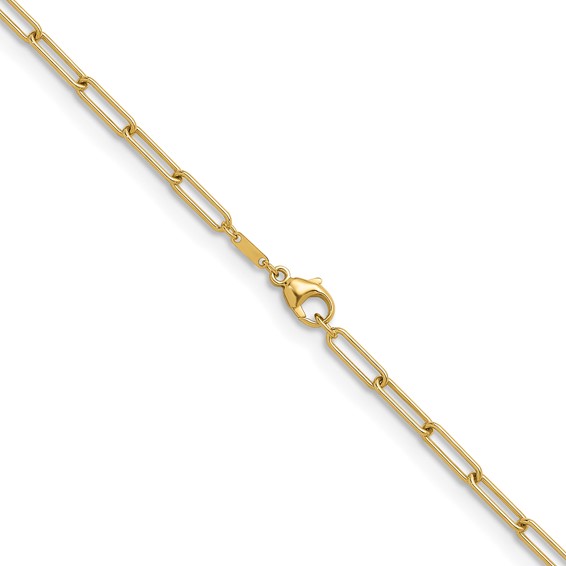 Herco 18K Polished 3.4mm Solid Paperclip Link 34 Inch Chain