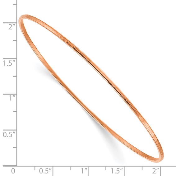 Herco 18K Rose Gold Solid Hammered 1.5mm Slip-on Bangle