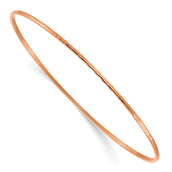 Herco 18K Rose Gold Solid Hammered 1.5mm Slip-on Bangle