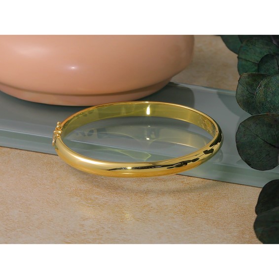 Herco 18K Polished 6.5mm Hinged Bangle