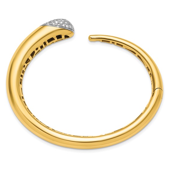Herco 18K Two-tone Polished Semi-Solid Diamond Hinged Cuff Bangle