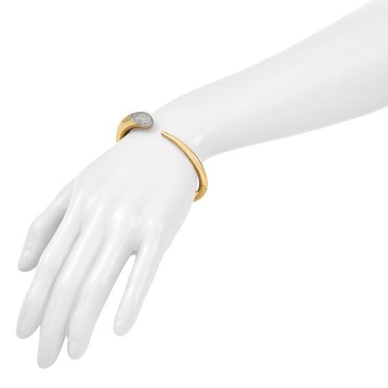 Herco 18K Two-tone Polished Semi-Solid Diamond Hinged Cuff Bangle