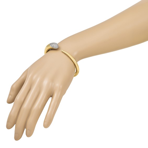 Herco 18K Two-tone Polished Semi-Solid Diamond Hinged Cuff Bangle