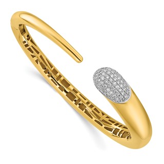 Herco 18K Two-tone Polished Semi-Solid Diamond Hinged Cuff Bangle