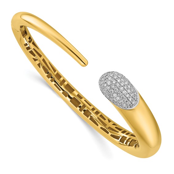 Herco 18K Two-tone Polished Semi-Solid Diamond Hinged Cuff Bangle