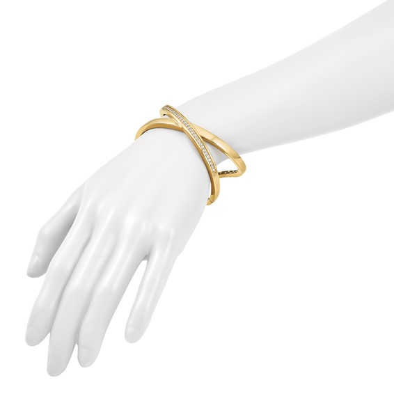 Herco 18K Semi-solid Polished Diamond Cuff Bangle