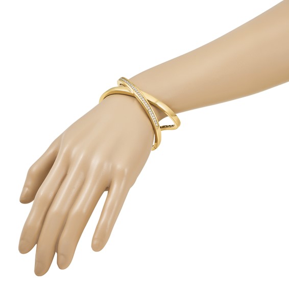 Herco 18K Semi-solid Polished Diamond Cuff Bangle