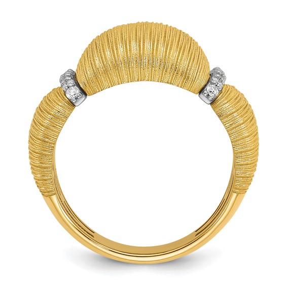 Herco 18K Two-tone Polished and Textured Diamond Ring