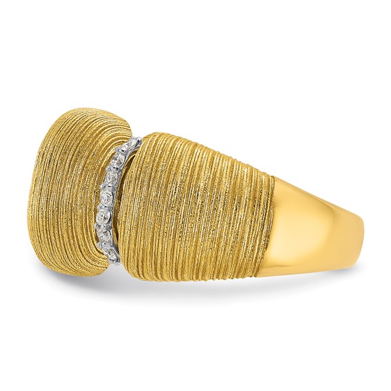 Herco 18K Two-tone Polished and Textured Diamond Ring