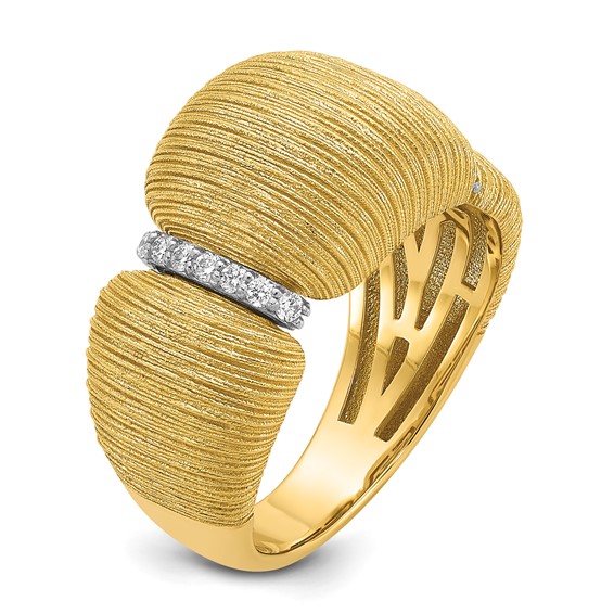 Herco 18K Two-tone Polished and Textured Diamond Ring