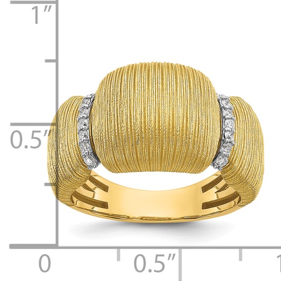 Herco 18K Two-tone Polished and Textured Diamond Ring