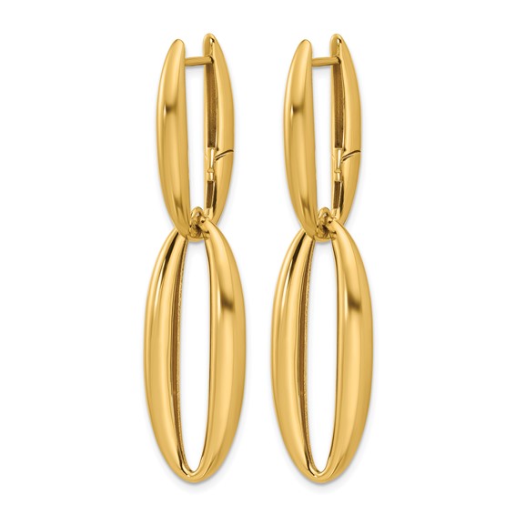 HERCO Gold Oval Dangle Hinged Hoop Earrings