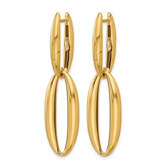 HERCO Gold Oval Dangle Hinged Hoop Earrings