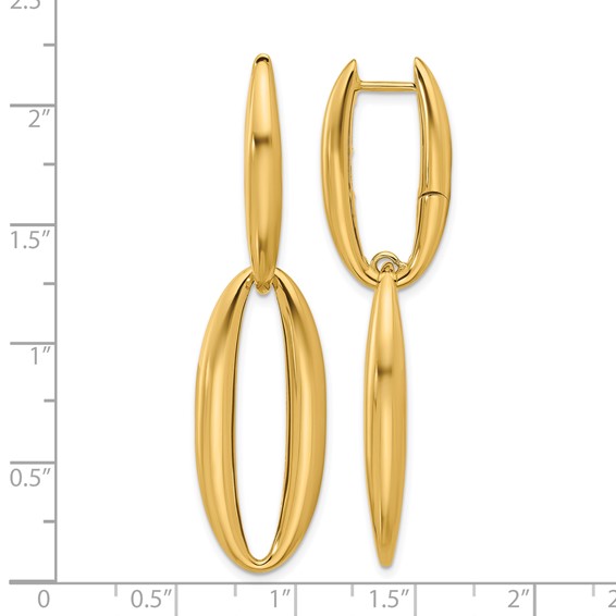 HERCO Gold Oval Dangle Hinged Hoop Earrings