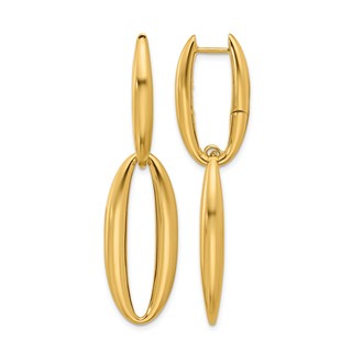 HERCO Gold Oval Dangle Hinged Hoop Earrings