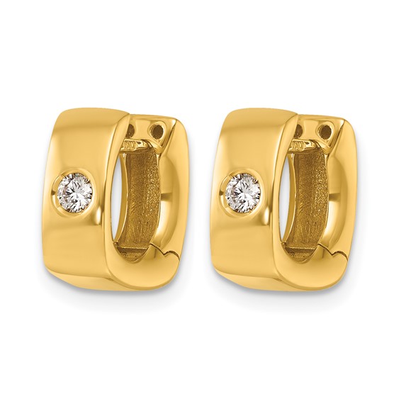 HERCO Gold Diamond Square Huggie Hinged Hoop Earrings