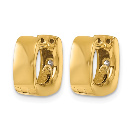 HERCO Gold Diamond Square Huggie Hinged Hoop Earrings