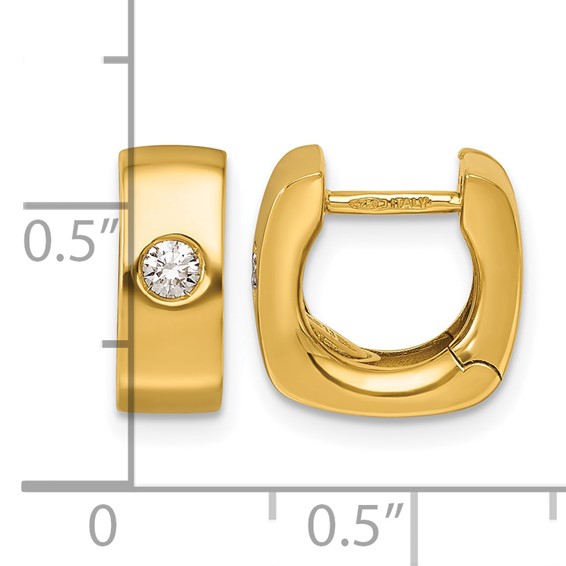 HERCO Gold Diamond Square Huggie Hinged Hoop Earrings