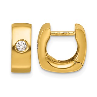 HERCO Gold Diamond Square Huggie Hinged Hoop Earrings