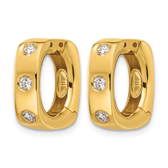 Herco 18K Polished Diamond 3-Stone Huggie Hinged Hoop Earrings