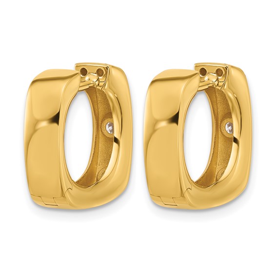 Herco 18K Polished Diamond 3-Stone Huggie Hinged Hoop Earrings