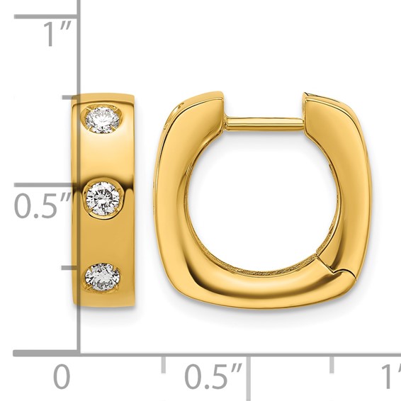 Herco 18K Polished Diamond 3-Stone Huggie Hinged Hoop Earrings