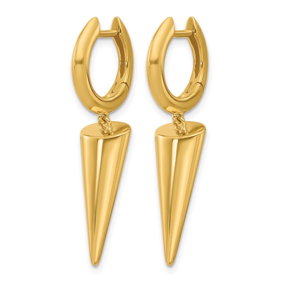 Herco 18K Polished Dangling Cone Hinged Round Hoop Earrings