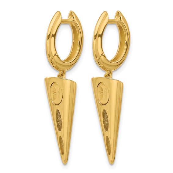 Herco 18K Polished Dangling Cone Hinged Round Hoop Earrings