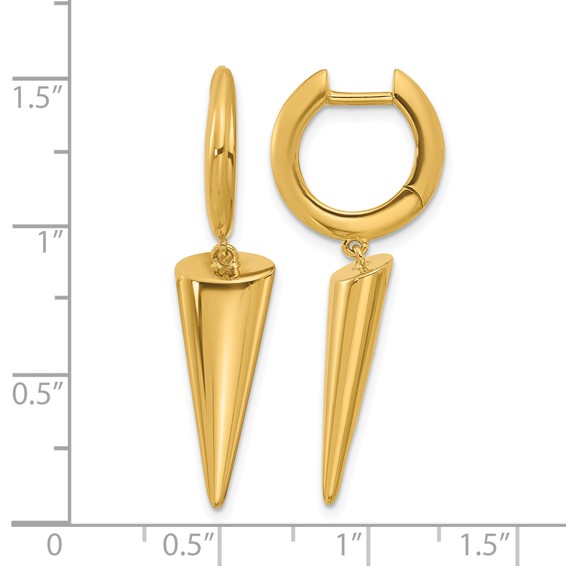 Herco 18K Polished Dangling Cone Hinged Round Hoop Earrings