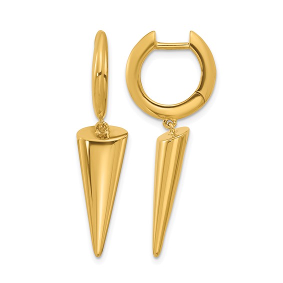 Herco 18K Polished Dangling Cone Hinged Round Hoop Earrings