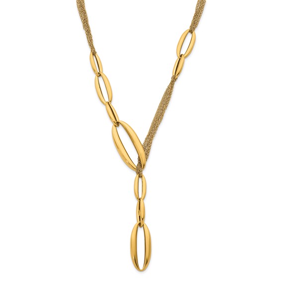 Herco 18K Polished Multi-chain with Ovals Y-drop Sliding 25 inch Necklace