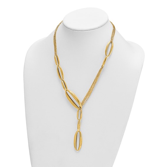 Herco 18K Polished Multi-chain with Ovals Y-drop Sliding 25 inch Necklace