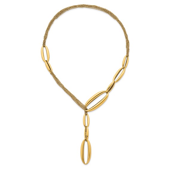 Herco 18K Polished Multi-chain with Ovals Y-drop Sliding 25 inch Necklace