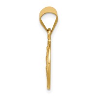 18K Yellow Gold Polished and Satin Saint Christopher Medal Round Pendant view 2