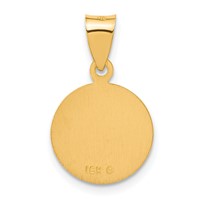 18K Yellow Gold Polished and Satin Saint Christopher Medal Round Pendant view 3