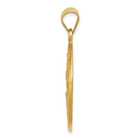 18K Yellow Gold Polished and Satin Solid Large Saint Christopher Medal Round Pendant view 2