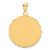 18K Yellow Gold Polished and Satin Solid Large Saint Christopher Medal Round Pendant view 3