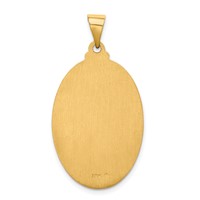 18K Yellow Gold Polished and Satin Large Solid St. Christopher Medal Oval Pendant view 4