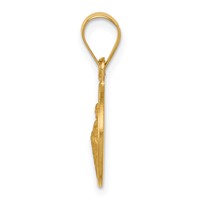 18K Yellow Gold Polished and Satin Solid Saint Jude Thaddeus Medal Round Pendant view 2