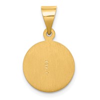 18K Yellow Gold Polished and Satin Solid Saint Jude Thaddeus Medal Round Pendant view 4